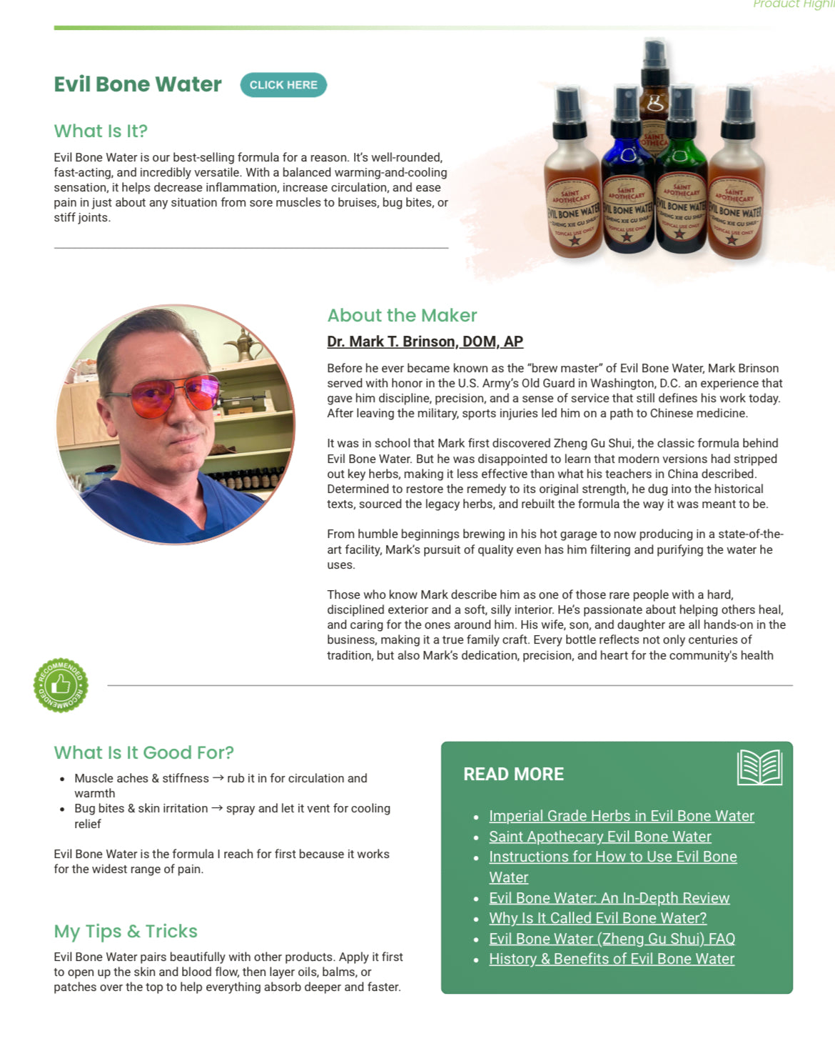 Evil Bone Water (Zheng Gu Shui) - 3.4oz w/Spray Top