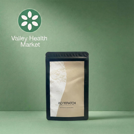 AO YI PATCH packaging with Valley Health Market logo on a green background
